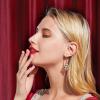Christmas Clip on Earrings for Women Jingle Bell Dangle Non Piercing 3D Gold Tree Red Green Fake Drop Dangling Hypoallergenic Holiday Jewelry Screw Back view 4