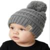 Funky Junque Baby Pom Pom Beanie  Soft Knit Infant Winter Hat for Baby Girls & Boys, Cozy Newborn Beanies 012 Months, Warm Toddler Hat - Heather Grey view 1