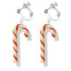Christmas Clip on Earrings for Women Non Pierced Glitter Cute Colorful Tree Bulb Bow Candy Cane Dangle Xmas Festive Holiday Party Accessory Jewelry view 1