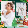 Christmas Clip on Earrings for Women Non Pierced Glitter Cute Colorful Tree Bulb Bow Candy Cane Dangle Xmas Festive Holiday Party Accessory Jewelry view 2