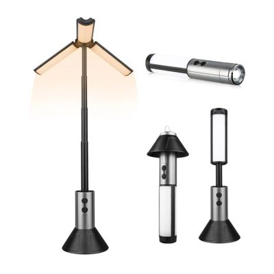 Camping Lights 3000mAh Rechargeable Telescopic Camping Lantern, Multifunction Tent Lamp with 270 Rotatable Lamp Leaf, Cordless Ultra Bright LED Camping Lantern