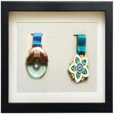 AHIOJEGX Photo Frame Photograph Framescertificate Frame Medal Box Frame to Display War/Military/Sports Medals-Mahogany||2 Holes 24 x 33 cm