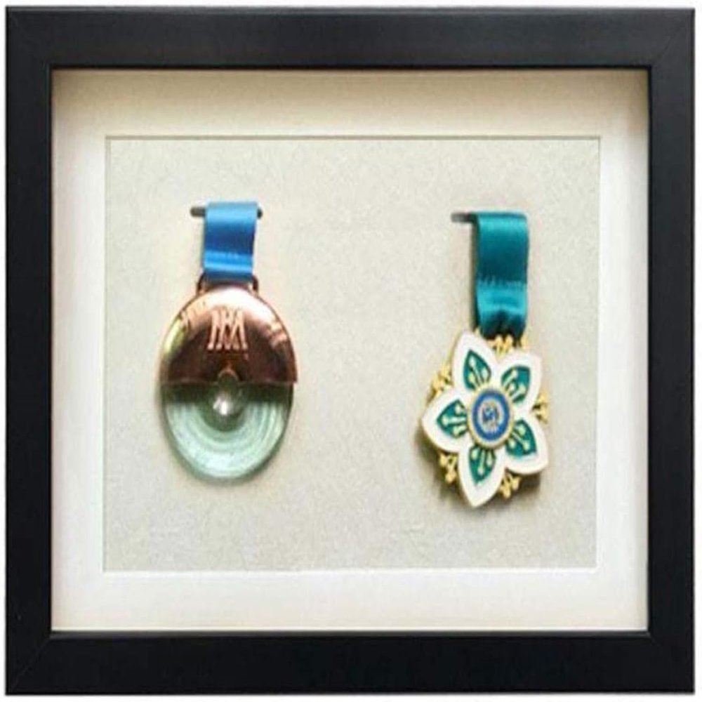 AHIOJEGX Photo Frame Photograph Framescertificate Frame Medal Box Frame to Display War/Military/Sports Medals-Mahogany||2 Holes 24 x 33 cm