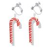 Christmas Clip on Earrings for Women Non Pierced Glitter Cute Colorful Tree Bulb Bow Candy Cane Dangle Xmas Festive Holiday Party Accessory Jewelry view 1