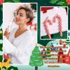 Christmas Clip on Earrings for Women Non Pierced Glitter Cute Colorful Tree Bulb Bow Candy Cane Dangle Xmas Festive Holiday Party Accessory Jewelry view 2