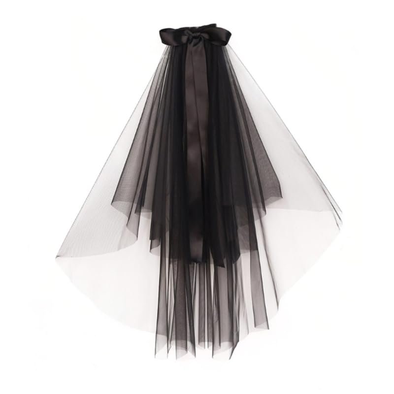 MODODO Wedding Photography Bride Long Veil with Ribbon Bowknot Engagement Headdress
