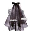 MODODO Wedding Photography Bride Long Veil with Ribbon Bowknot Engagement Headdress view 3