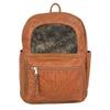 American West Hand Tooled Handcrafted 100% Genuine Leather Backpack with Hair-on Cowhide for Men and Women | Classic Travel Collection | Western (Natural Tan) view 1