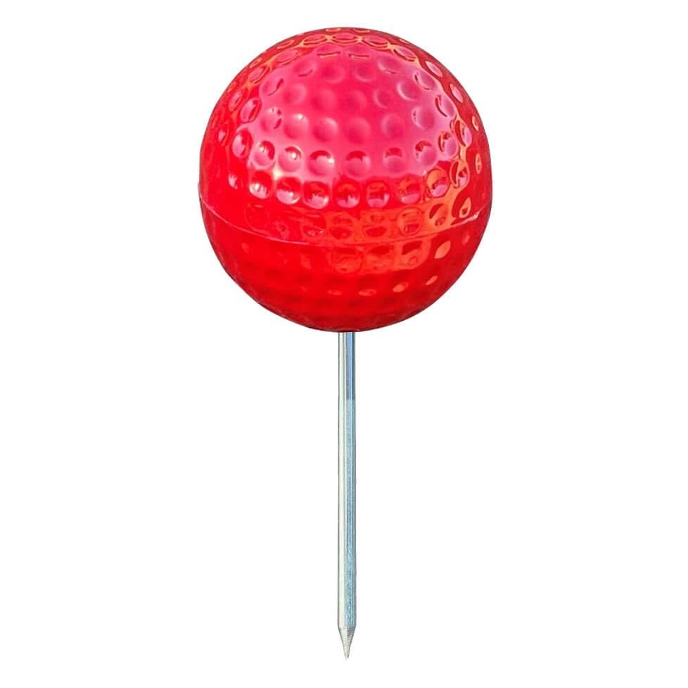 Sandbaggy Plastic Tee Markers for Golf Course (UV Resistant) - Steel Spike - Safety Caps Included (36, Red)