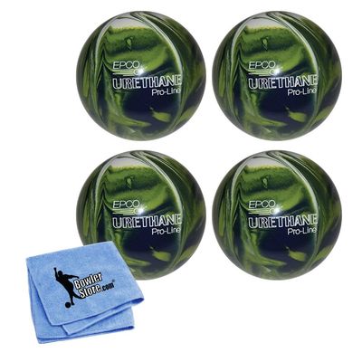 Bowlerstore Products EPCO Candlepin Bowling Balls - Urethane - Lime Green, White & Navy (4 1/2 inch- 2lbs. 7oz.) 4 Balls