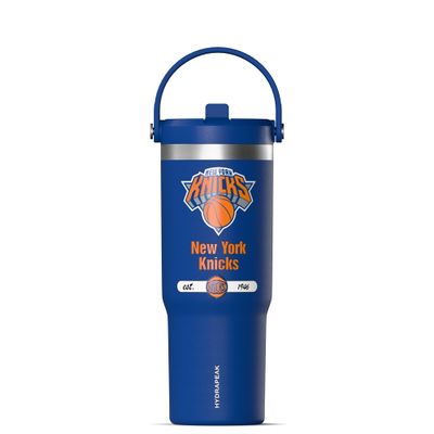 Hydrapeak x NBA Officially Licensed New York Knicks 32 oz Nomad Tumbler with Handle and Straw Lid, Leakproof Stainless Steel Water Bottle