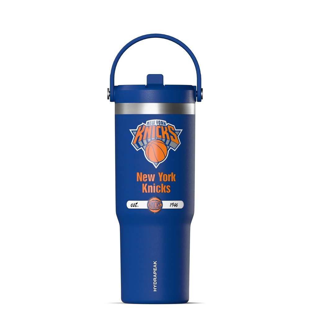 Hydrapeak x NBA Officially Licensed New York Knicks 32 oz Nomad Tumbler with Handle and Straw Lid, Leakproof Stainless Steel Water Bottle