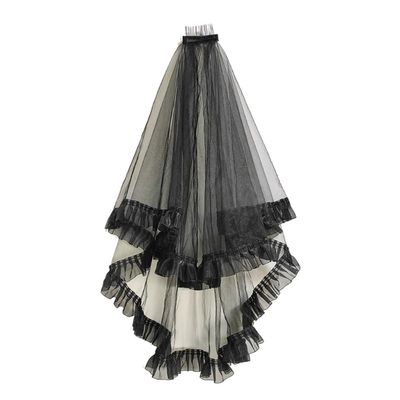 Wedding Lace Veil Bride Tulle with Pleated Trim Halloween Party Photography Veil