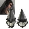 Wedding Lace Veil Bride Tulle with Pleated Trim Halloween Party Photography Veil view 2
