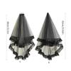 Wedding Lace Veil Bride Tulle with Pleated Trim Halloween Party Photography Veil view 3
