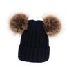 COLLBATH Unisex Boy Girl Winter Hat Knitted Fox Wool Hat for Boys and Girls Earflaps Balls Black