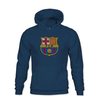 1863FC Kids Soccer Team Color Badge Football Club Youth Fleece Pullover Hoodie - Youth (US, Alpha, Small, Regular, Regular, Navy, FC Barcelona)