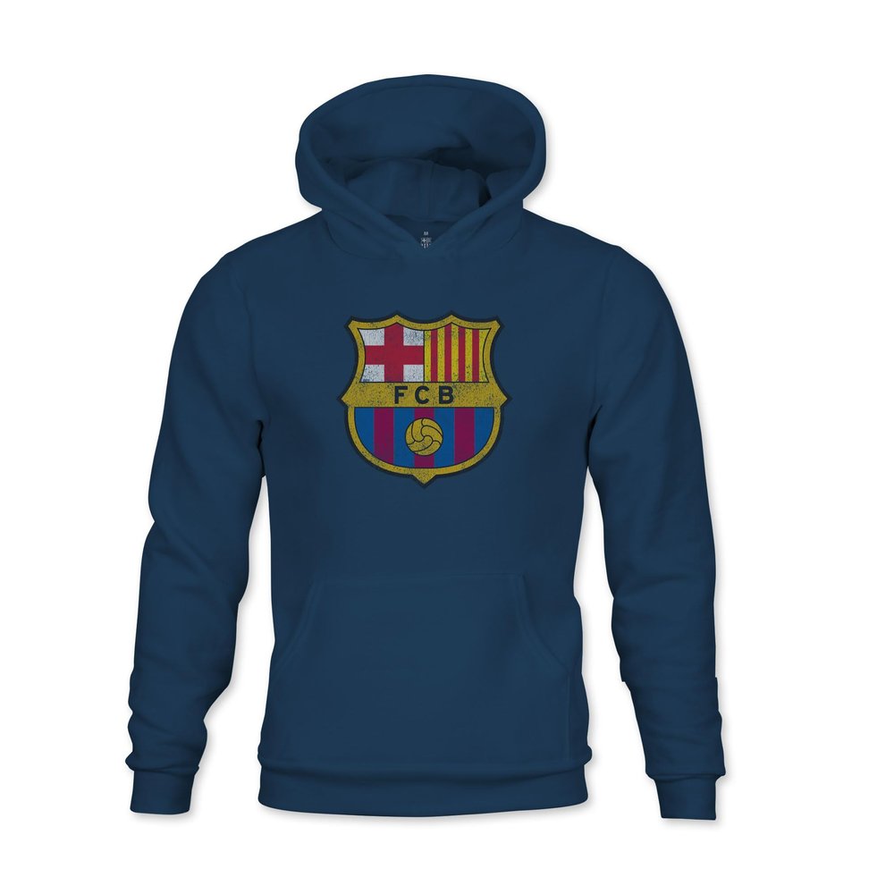 1863FC Kids Soccer Team Color Badge Football Club Youth Fleece Pullover Hoodie - Youth (US, Alpha, Small, Regular, Regular, Navy, FC Barcelona)