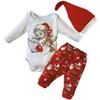 Infant Baby Christmas Outfit 100% Cotton 3-Piece Long-Sleeve Santa Bodysuit Pants and Hat Set Newborn Baby Boy Girl Clothes view 1
