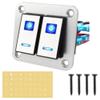 2 Gang Rocker Switch Aluminum Panel, 12V/24V Racing Car Toggle Switch 5 Pin On-Off, Marine Lighted Rocker Switch with LED Blue Backlit for Boat Automotive Truck Motorcycle Jeep RV (Silver, 2 Gang) view 1