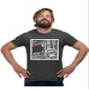 Medium Heather Black Mens Bigfoot Selfie with Santa Funny Christmas Sasquatch T-Shirt view 1