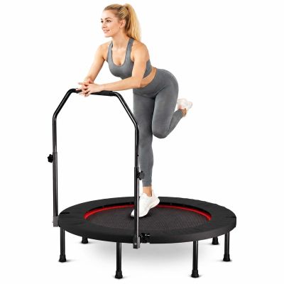 Trampoline, Portable Foldable Trampoline in-Home Mini Rebounder, Exercise Trampoline for Adults, 40" Max Load 330lbs (40" Black Adjustable Foam Handle)