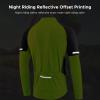HUIOP Men's Basic Riding Jerseys Full Zipper Long Sleeves Bike Shirt with Reflective Strips Lightweight Breathable Biking Jersey for Men view 3