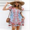 Summer Dresses for Women Petal Short Sleeve V-Neck Beach Dress Floral Print Dressy Casual Sun Dresses view 2