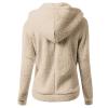 MKLUNJOP Women Fleece Jacket Plus Size Fashion Casual Zipper Collar Loose Long Sleeve Solid Color Plush Hooded Coat Sherpa Hoodie Beige M view 2