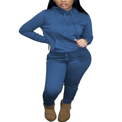 Nimsruc 2 Piece Outfits for Women Hoodie Tracksuit Jogger Set Blue M