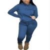 Nimsruc 2 Piece Outfits for Women Hoodie Tracksuit Jogger Set Blue M view 1