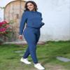 Nimsruc 2 Piece Outfits for Women Hoodie Tracksuit Jogger Set Blue M view 4