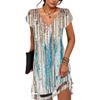 Summer Dresses for Women Petal Short Sleeve V-Neck Beach Dress Floral Print Dressy Casual Sun Dresses view 1