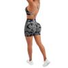 SUUKSESS Women Seamless 2 piece Workout Sets Strappy Padded Sports Bra Booty High Waisted Shorts Outfits (Black Grey,XS) view 4
