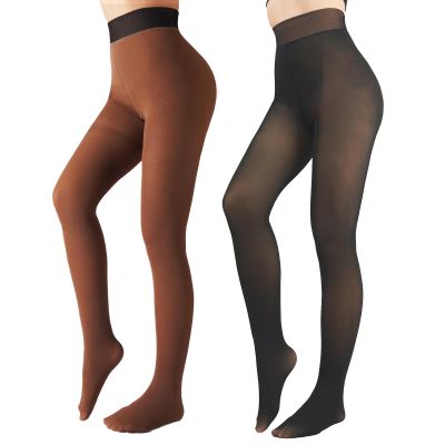 X-CHENG Fleece Lined Tights Sheer Women - Fake Translucent Warm Pantyhose Leggings Sheer Thick Tights for Winter