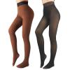 X-CHENG Fleece Lined Tights Sheer Women - Fake Translucent Warm Pantyhose Leggings Sheer Thick Tights for Winter view 1