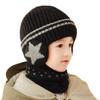 Kids Winter Knit Hat Cute Soft Warm Knit Cap Skull Caps with Earflap Scarf Set Ski Caps for Girls Boys Black view 2