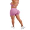 SUUKSESS Women Seamless 2 piece Workout Sets Strappy Padded Sports Bra Booty High Waisted Shorts Outfits (Light Pink,XL) view 3