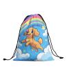 Watercolor Dog Gymnastics Grip Bag Cute Puppy Grip Bags for Gymnasts Blue Waterproof Drawstring Grip Bags view 2