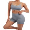 SUUKSESS Women Seamless 2 piece Workout Sets Strappy Padded Sports Bra Booty High Waisted Shorts Outfits (Grey Blue,XL) view 3