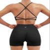 SUUKSESS Women Seamless 2 piece Workout Sets Strappy Padded Sports Bra Booty High Waisted Shorts Outfits (Black,XL) view 1