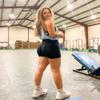 SUUKSESS Women Seamless 2 piece Workout Sets Strappy Padded Sports Bra Booty High Waisted Shorts Outfits (Black,XL) view 4