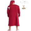 Fldy Mens 4Pcs Pajama Sets Button Up Nightgown Halloween Robe Costume Sleeping Nightshirt with Hat Burgundy Medium view 2