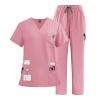 VIAOLI Medical Uniform Set - V-Neck Top and Drawstring Pant With Multiple Pockets - Women's Scrub Set Clearance view 1