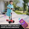 Kids Electric Scooter w/LCD Screen, Bluetooth Music, Light-Up Stem Deck & Wheels, Thumb Throttle, 3 Adjustable Heights, 150W Powerful Motor, Foldable 3 Wheel Electric Scooter for Kids Boys Girls, Red view 2