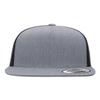 Custom Trucker Flatbill Hat YP 6006 Embroidered Your Text Snapback (Heather Grey/Black) view 4
