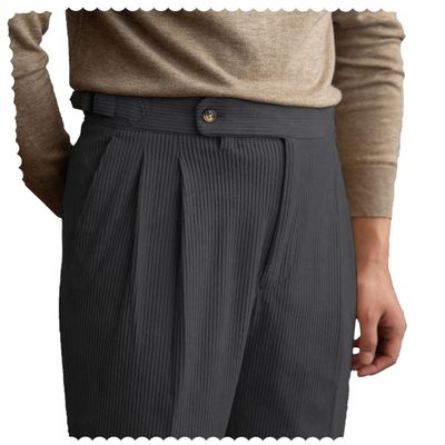 Garqia Clyon Men's Corduroy Pant Straight Fit Flat-Front Casual Business Pants for Party DinerGrey40W34L