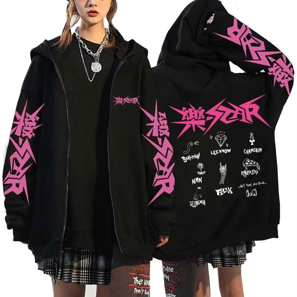 Outofgas SKZ Album STAR Hoodie Jacket Felix Hyunjin Bangchan Lee Know Zippered Sweatershirts Jacket