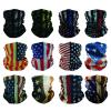 SMEHCF 12 Multipurpose Bandanas for Women Men Headband Balaclava Hair Head Scarf Face Half Airsoft Paintball Mask Neck Gaiters Breathable Reusable Washable US Flag Old Glory Distress Black Blue view 1