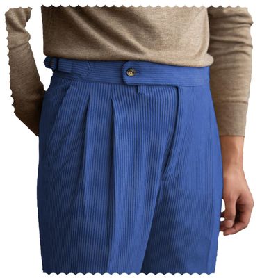 Men's Corduroy Pant Straight Fit Flat-Front Casual Business Pants for Party DinerRoyal Blue36W34L